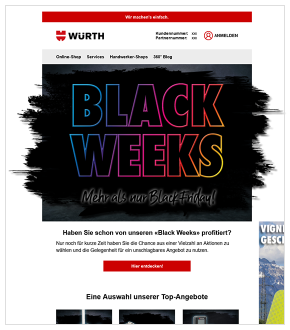 Beispiel Mailing Würth Schweiz