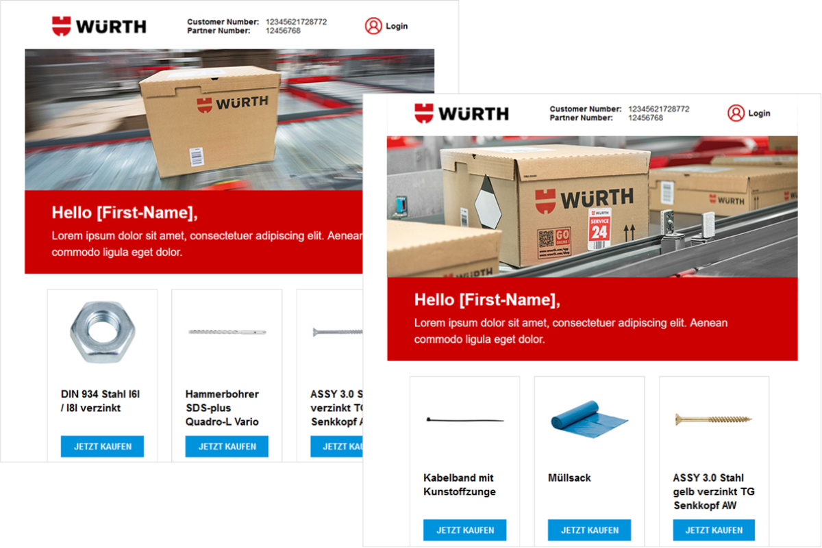 Zwei Screenshots von Newsletter-Beispielen Zwei Screenshots von Newsletter-Beispielen